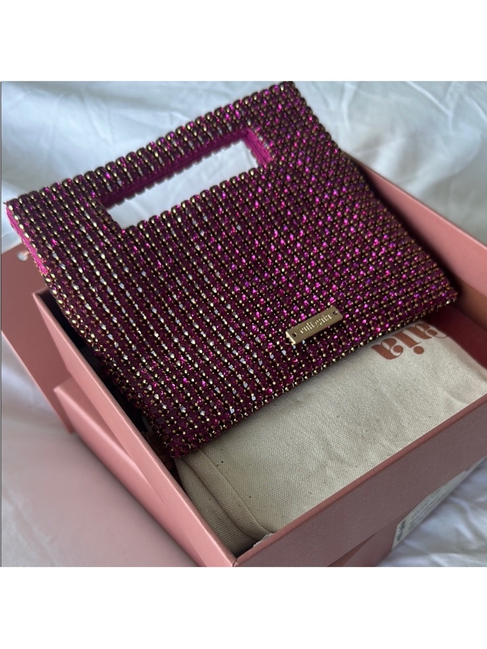 cult gaia Pink and Gold Crystal Mini Bag